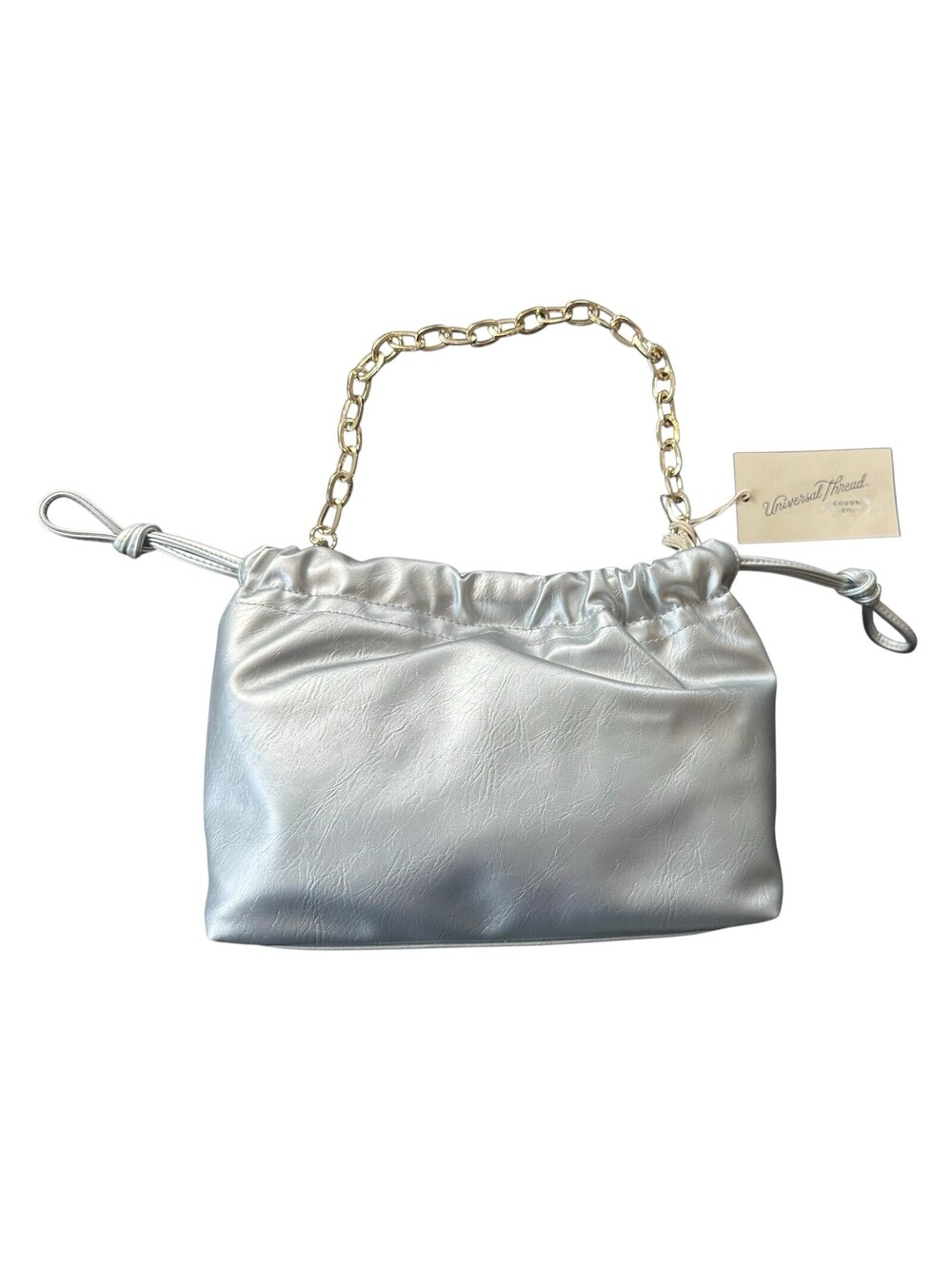 Universal Thread Women's Silver Drawstring Clutch Bag Purse NEW With Tags